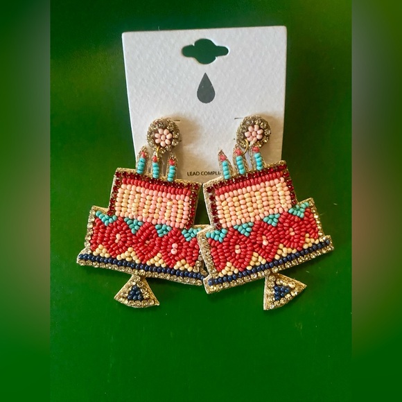 NEW Birthday cake earrings - Picture 3 of 5